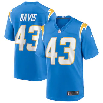 mens nike michael davis powder blue los angeles chargers ga